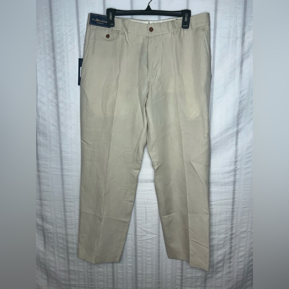 VTG Polo Ralph Lauren Pants Men Linen Silk Cotton Baggy Wide Leg Size 36x28 New